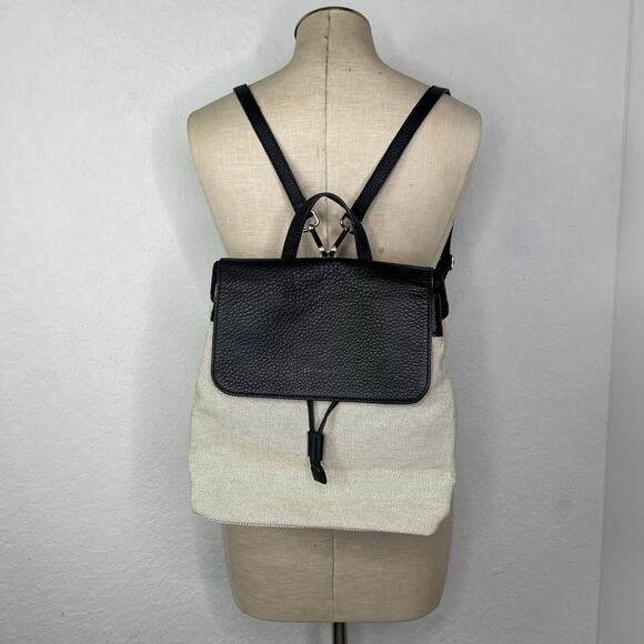 Levenger Canvas Backpack with leather straps and flap, office, work, school main image 2